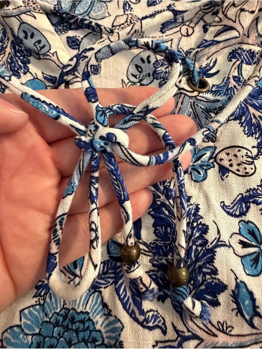 Knox Rose XXL Blue Floral V-Neck Short Flutter-Sleeve Boho Top - Picture 10 of 13